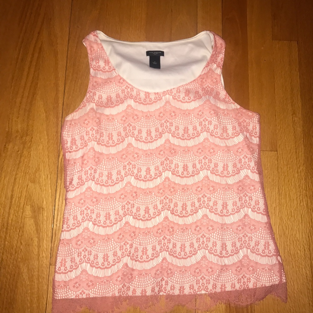 Ann Taylor Pink Lacy Top